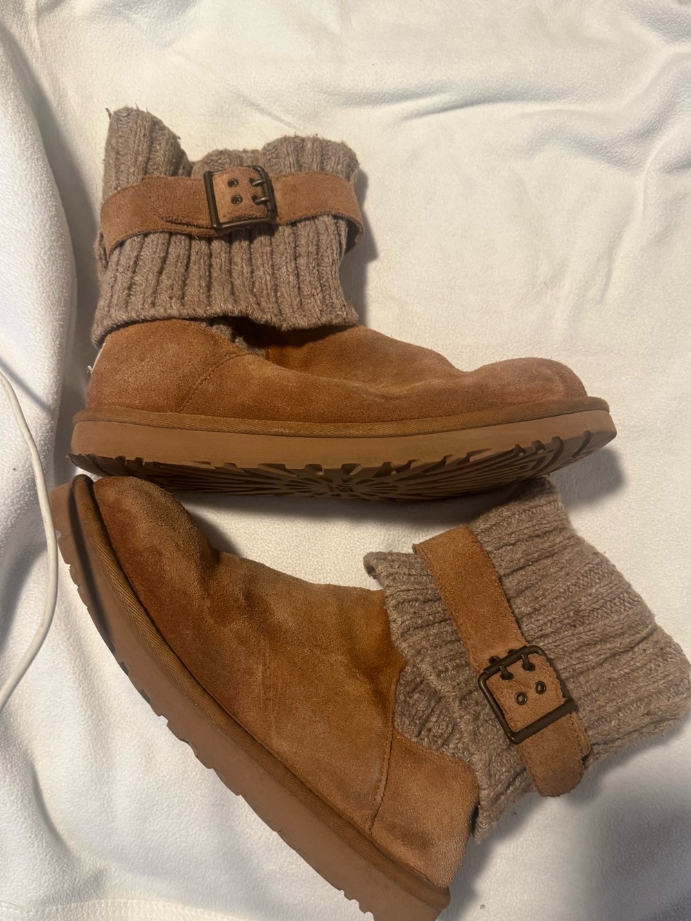 Ugg Women’s Suede Knit Cuff Ankle Boots - Tan